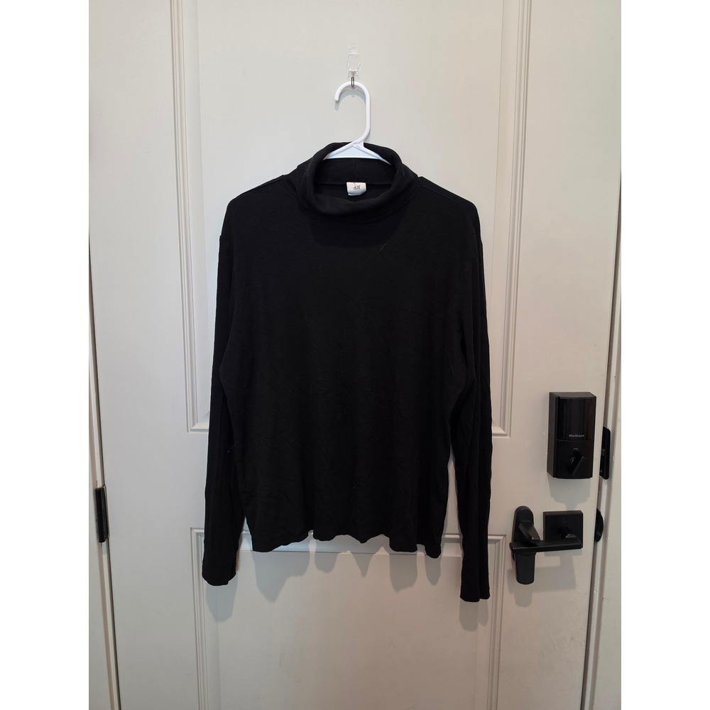 H&M Turtleneck Top Womens XXL Black Ribbed Long Sleeve